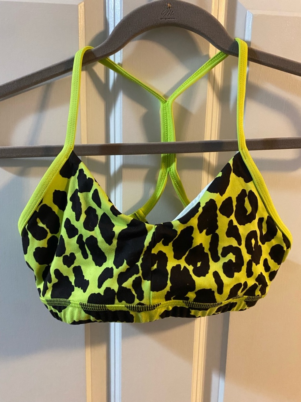 Neon Yellow Leopard Print Fleo Sports Bra